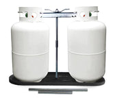RVPNR front view of dual propane rack showing secure tank placement and stability