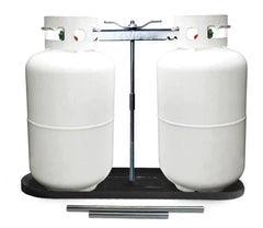 RVPNR front view of dual propane rack showing secure tank placement and stability