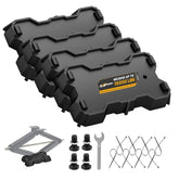 RVSHARK front view of four rubber jack pads showing packaging and contents for protection