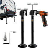 RVshark front view of two jacks showing sturdy construction and stability benefits
