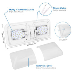 RVZONE close-up of dual-purpose switch allowing single or both lights for flexible brightness