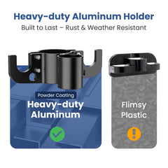 Safoner 7-way plug inverted in holder protecting electrical contacts from water and dirt