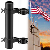 Safoner front view of aluminum flagpole holder showing secure clamp and clean finish