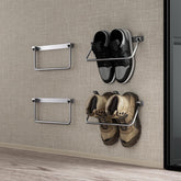 Safoner front-mounted shoe rack showing clean install and organized shoes