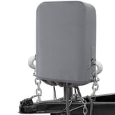 Safoner front view of gray tongue jack cover protecting jack from weather