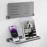 Safoner front view mounted shelf showing compact storage benefit