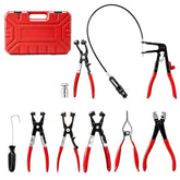 Saker front view of open case showing all 9 clamp pliers benefits quick selection