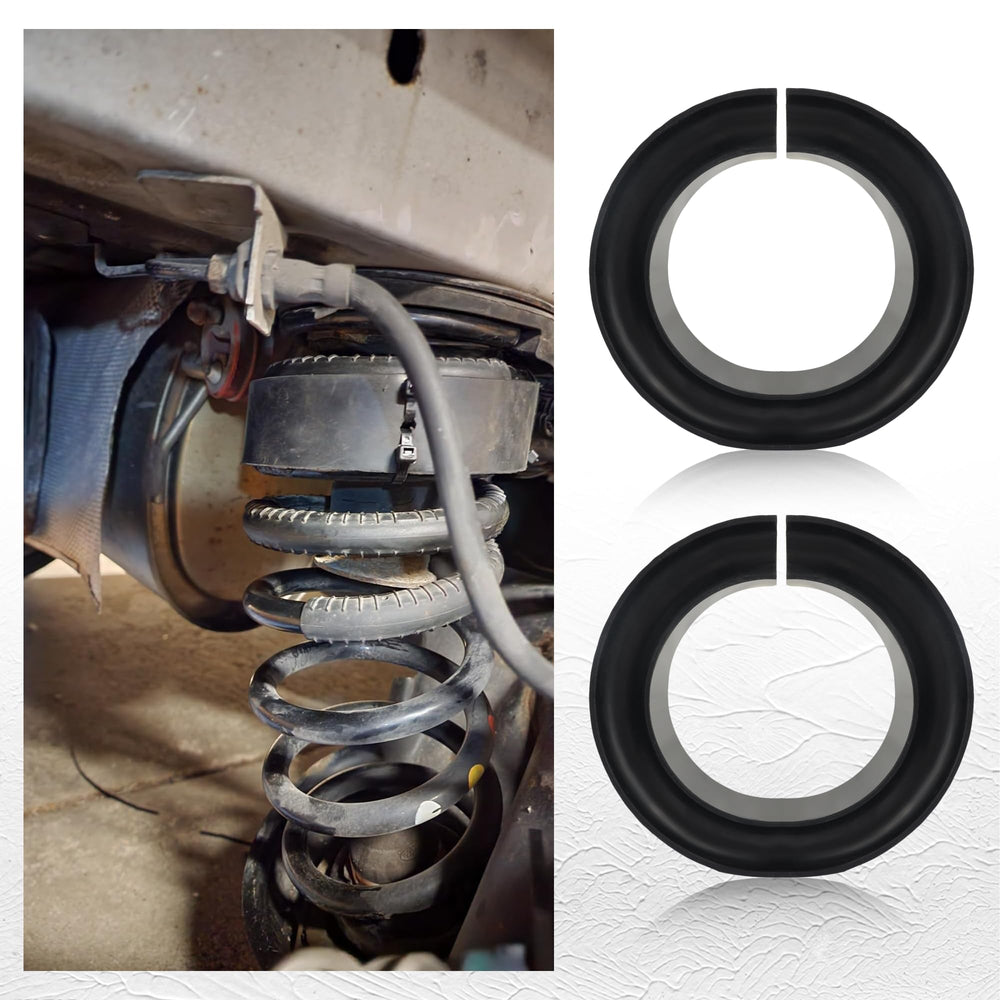 Salior front view of two coil spring spacers showing packaging and fit