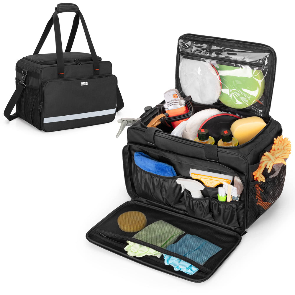 samdew front view of bag showing capacity and easy transport benefit
