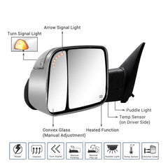 Sanooer chrome tow mirror side profile showing streamlined shape and durability benefit