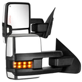 Sanooer front view of chrome towing mirrors showing full coverage benefit
