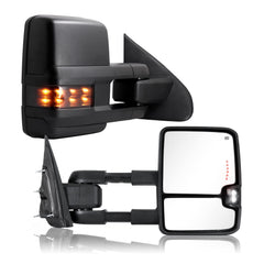 Sanooer textured black tow mirror front view showing robust styling and wide visibility