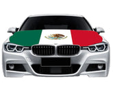 Sapphirem front view of Mexico flag hood cover showing full design and curb appeal
