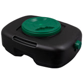Scepter oil drain pan front view showing lidded container and grips for tidy changes