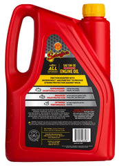 Schaeffer SynShield label close-up highlighting specifications and benefits for engine longevity
