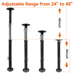 Schumaho jacks side-by-side showing 24 to 45 inch height range for fit