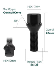 SCITOO close-up of M12x1.25 threads and conical seat for reliable seating