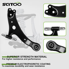 SCITOO front lower ball joint detail with boot and pre-grease for smoother operation