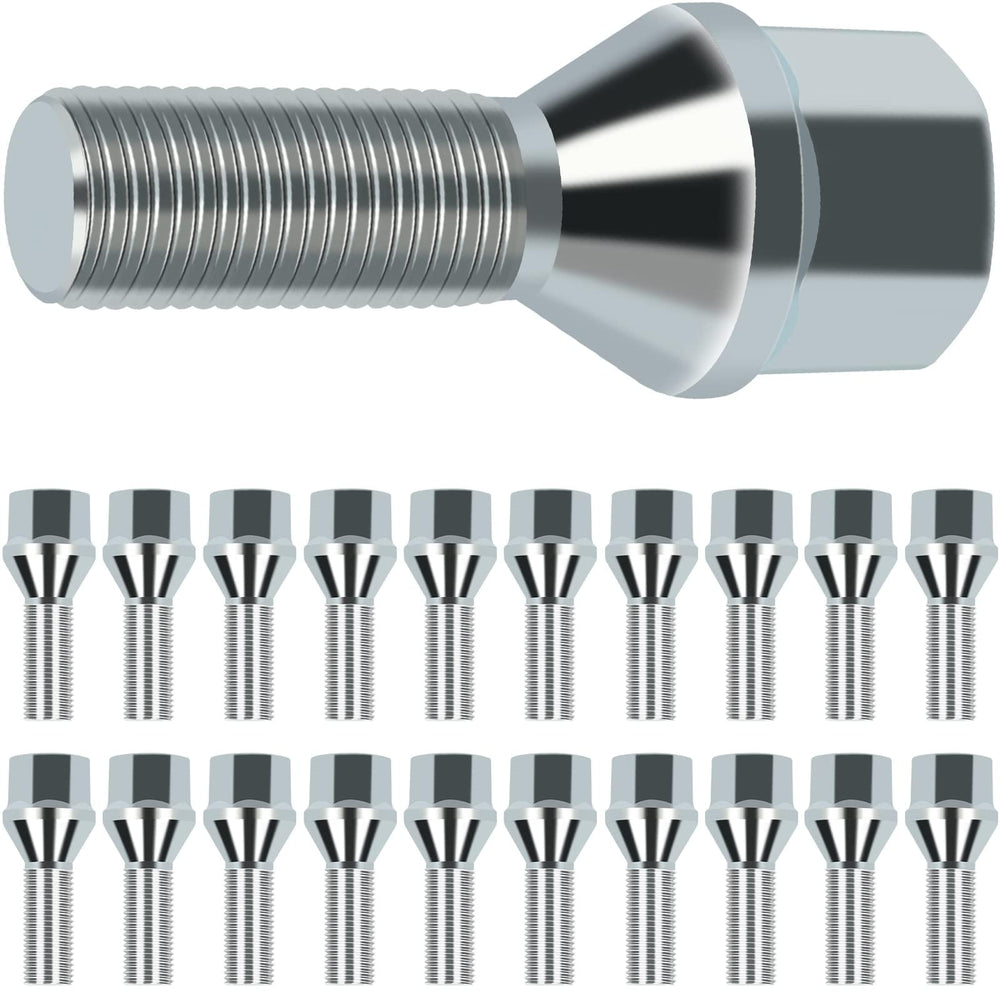 SCITOO front view of 20 lug bolts showing complete silver kit and OEM look