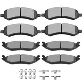 SCITOO front pads close-up showing ceramic surface and quieter braking benefit