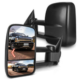 SCITOO front view pair towing mirrors showing full assembly and road visibility benefit