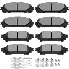 SCITOO front and rear brake pad kit packaging showing model compatibility and benefits