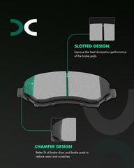 SCITOO front pad close-up showing ceramic surface and quiet braking advantage