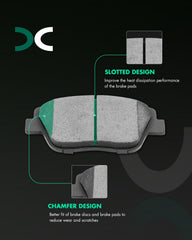 SCITOO pad front profile illustrating OE-fit dimensions and even wear benefit