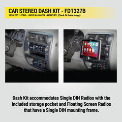Scosche dash application with single DIN radio installed for neat finish