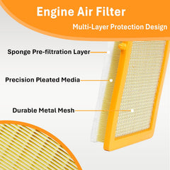 SCREW RHINO engine filter pleated media close-up for improved protection