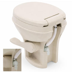 SEAFLO foot-pedal flush closeup showing hands-free control and sanitary use