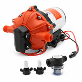 SEAFLO front view of pump showing ports and compact design for versatile installs