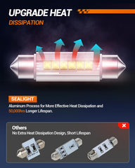 SEALIGHT bulb installed in dome light demonstrating brighter interior illumination benefit