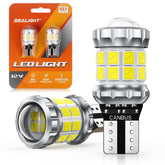 SEALIGHT front packaging showing two 921 LED bulbs and benefits