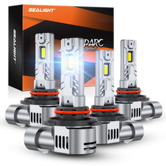 SEALIGHT 4-pack front view showing bulbs and box, highlights quick installation
