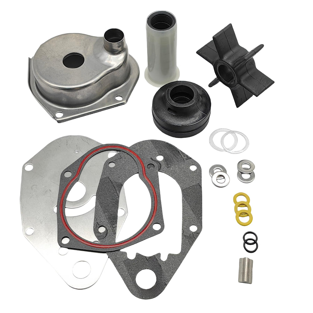 SeaSierra front view of complete water pump kit showing all parts and easy replacement benefit