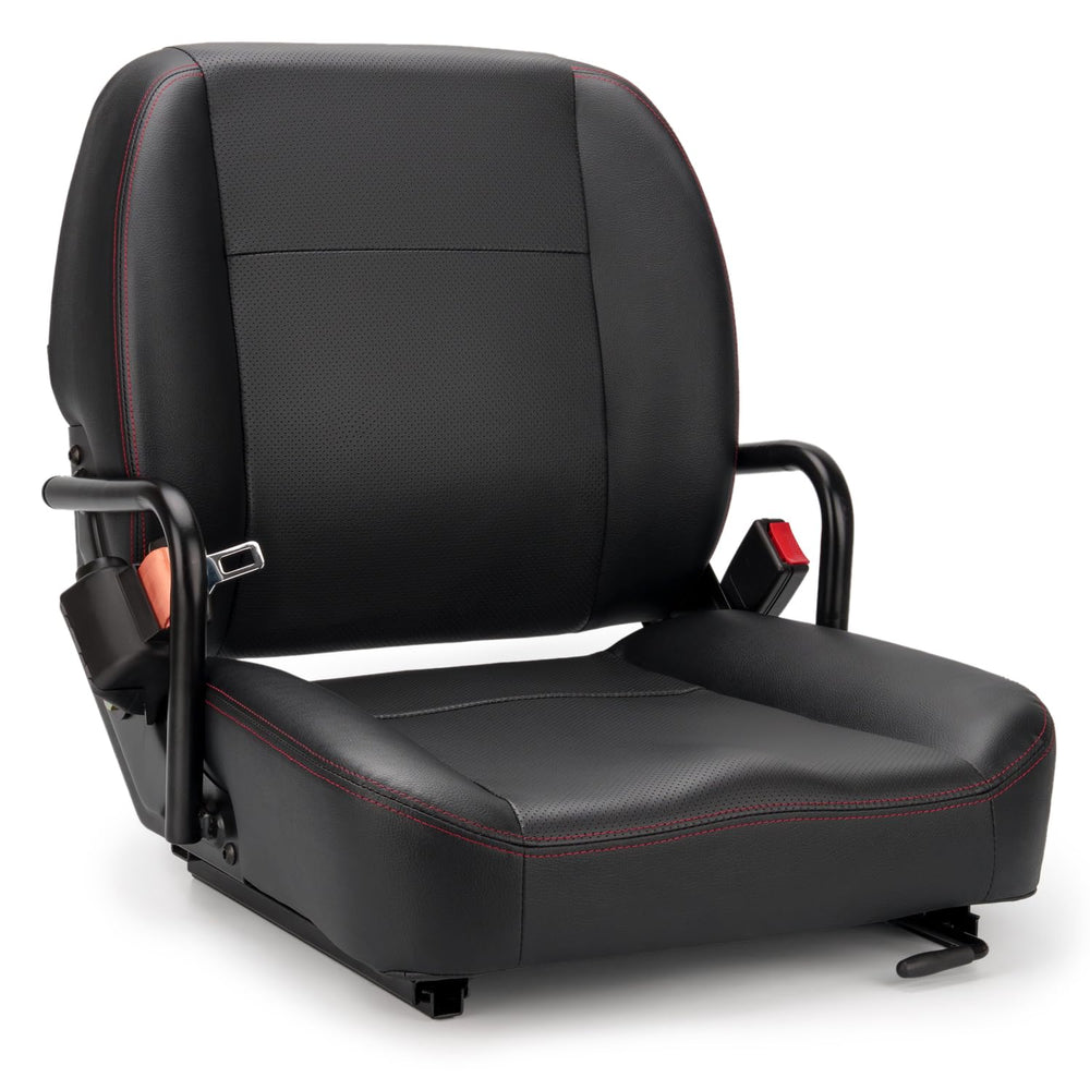 SEATIN front view showing seat contours and durable PVC cover for operator comfort