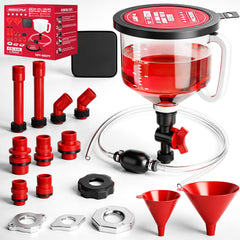 SEDY clear antifreeze funnel front view showing spill control benefit