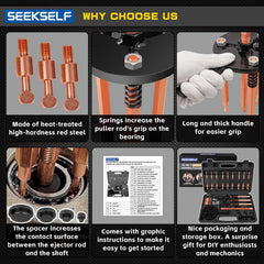 SEEKSELF puller in use on engine bearing demonstrating efficient blind-hole removal