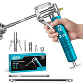 Seesii mini grease gun front view showing compact design and 3 oz reservoir for tight spaces