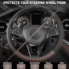 SEG Direct steering wheel cover installed in car demonstrating improved grip