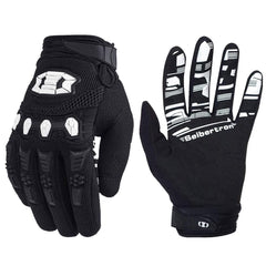 Seibertron front view black gloves showing fit and cuff comfort