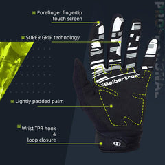 Seibertron gloves on handlebars showing control and protection
