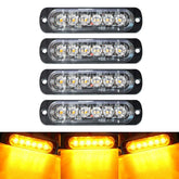 SEISSO front view of 4-pack amber strobe lights showing bright output for visibility
