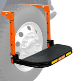 SEKAM front view folded tire step showing compact storage benefit