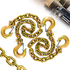 SENKEYFE front view of two-pack G80 chains showing packaging and included hooks for reliability