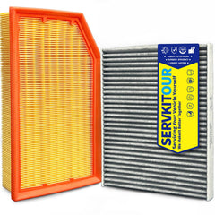 SERVKITOUR front packaging showing both cabin and engine filters, simplifies maintenance