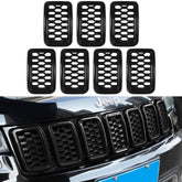 sevencow front grille overlay on Jeep Grand Cherokee shows sleek black look and improved appearance