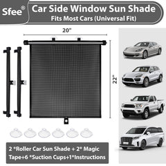 Sfee shade installed beside a child seat demonstrating sun protection for kids