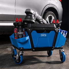 SGCB pull-out drawer open with tools for quick-access organization benefit